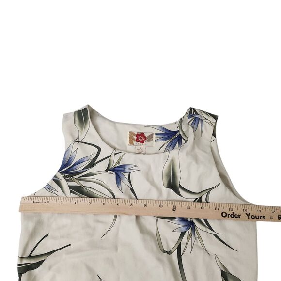 Hilo Hattie Tank Dress Womens Small Cream Hawaiian Silk Floral Sleeveless Aloha - Picture 7 of 8